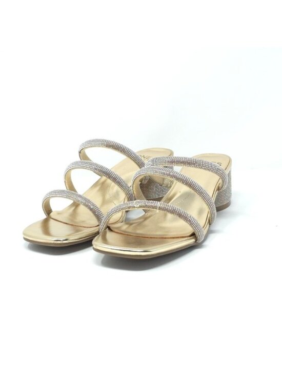 Shoes - Jones New York Melly Gold Rhinestone Strappy Block Heel Sandals Size 9M